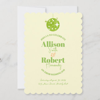 Retro Disco Wedding Invitation Kaart