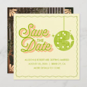 Retro Disco Wedding Save The Date Card (Devant / Derrière)