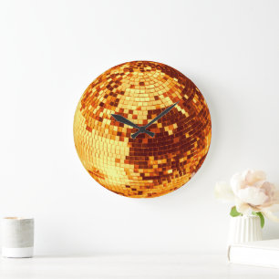 Retro discobal glans glitter goud verjaardag grote klok
