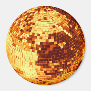 Retro discobal glans glitter goud verjaardag magneet