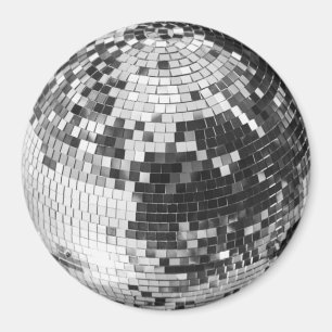 Retro discobal glinster glitter zilver verjaardag magneet