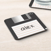 Retro diskette met label voor geek Nerds Bier Onderzetter (Linkerzijde)