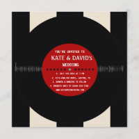 Rétro disque vinyle l faire-part de mariage