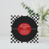 Rétro disque vinyle l faire-part de mariage (Debout devant)