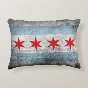Retro Distress Chicago-vlag Decoratief Kussen
