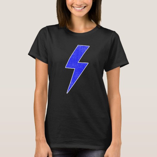 Retro Distressed BLUE & WHITE Lightning Bolt T-shirt (Voorkant)
