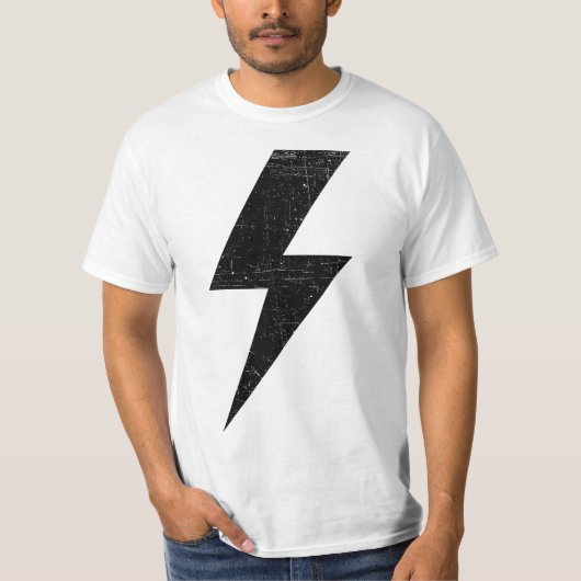 Retro Distressed Bolt Lightning Black  T-shirt (Voorkant)