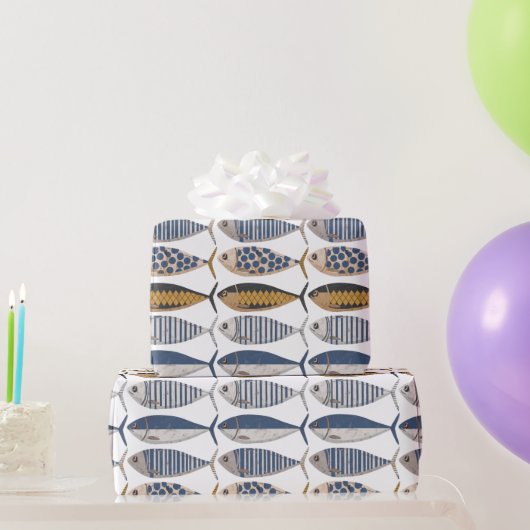  Retro Distressed Sardines, visser Cadeaupapier (Feestgeschenken)