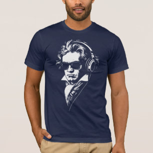 Retro DJ Beethoven gezicht Portret T-shirt