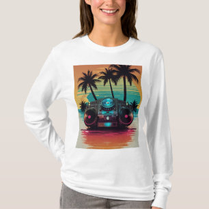 Retro DJ Boombox Beach T-shirt 🎶🌴   zonsondergan