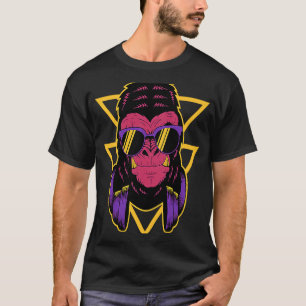 Retro DJ Gorilla met Hoofdtelefoon Silverback Monk T-shirt