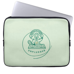 Retro DJ Wasbeer Unplugged Saliegroen Laptop Sleeve