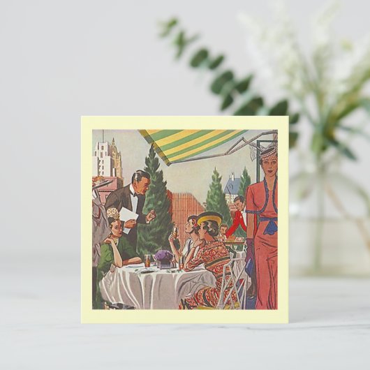 Retro Do Lunch nodigt Lady Friends samen uit Kaart (Staand voorkant)