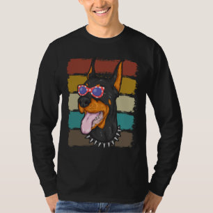 Retro Doberman Dog Amerikaanse vlag T-shirt