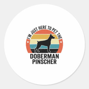 Retro Dobermann Pinscher Hond Liefhebber Shirt Ont Ronde Sticker