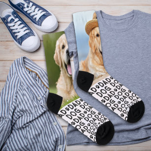 Retro DOG DAD Personalized Pattern Pet Photo Crex Sokken