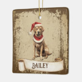 Retro  Dog met Rood Kerst Pet Keramisch Ornament (Links)