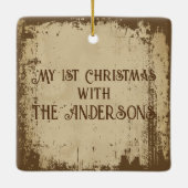 Retro  Dog met Rood Kerst Pet Keramisch Ornament (Achterkant)