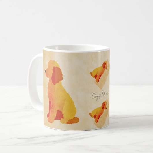 Retro Dog Mug – Cozy Pet Lover Coffee Cup – Custom (Devant gauche)