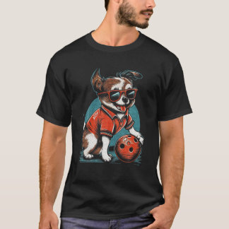  Retro Dog speelt Bowl Bowler Pupp T-shirt