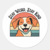 Retro Dog Stay Kind Vinyl Sticker (Devant)