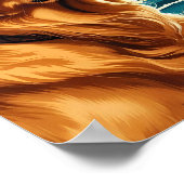 Retro Dog Sunglasses Vintage Sunset Beach  Poster (Hoek)