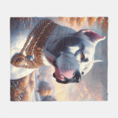Retro Dogo Argentino schilderij Fleece Deken (Voorkant (Horizontaal))