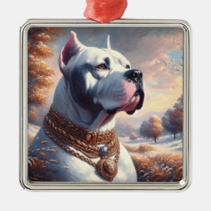 Retro Dogo Argentino schilderij Metalen Ornament