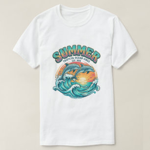 Retro Dolfijn tropisch / strand zomer vakantie T-shirt