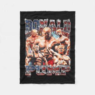Retro Donald Pump Gym Collage Foto Meme Grappig Fleece Deken