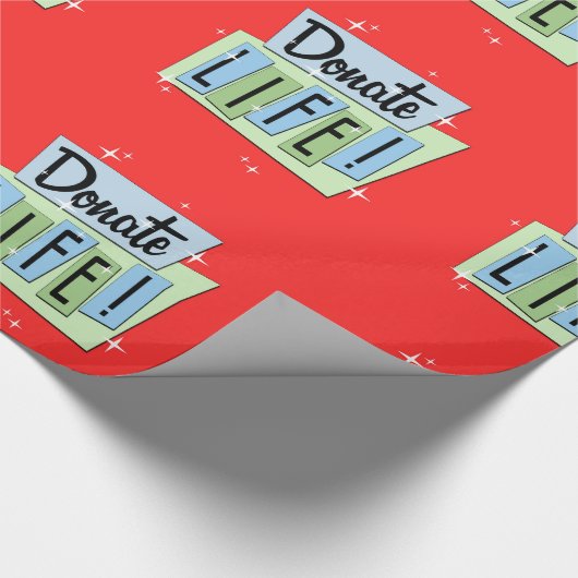 Retro Doneer het Leven met rode achtergrond Cadeaupapier (Hoek)