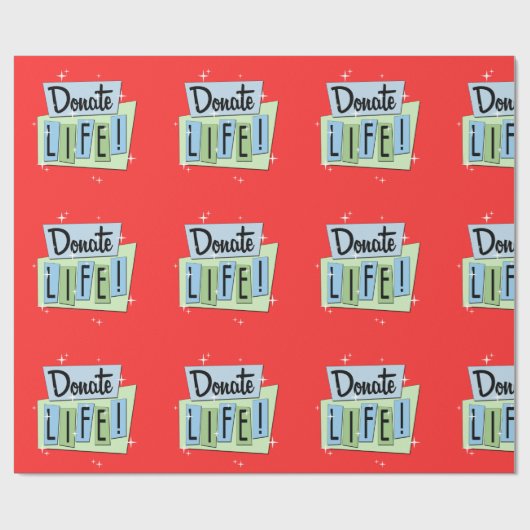 Retro Doneer het Leven met rode achtergrond Cadeaupapier (Vlak)
