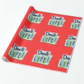 Retro Doneer het Leven met rode achtergrond Cadeaupapier (Uitgerold)