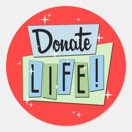 Retro Doneer het Leven met rode achtergrond Ronde Sticker (Voorkant)