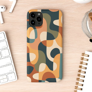 Retro Donkere Kleuren Amorfe Vormen Kunstpatroon iPhone 11 Pro Max Hoesje