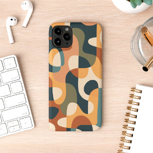 Retro donkere kleuren amorfe vormen kunstpatroon iPhone 11 pro max hoesje