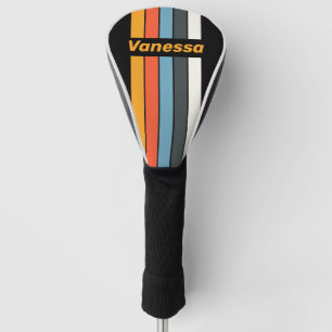 Retro Donkere Regenboog Speld Gestreept met Naam Golfheadcover