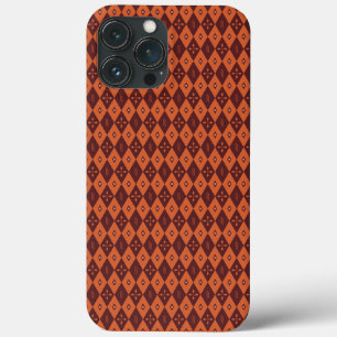 retro donkerrood kompas ruitpatroon iPhone 13 pro max hoesje