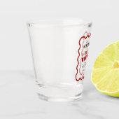 Retro Donkerrood Wavy Border Bachelorette Weekend Shot Glas (Links)