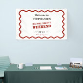 Retro Donkerrood Wavy Border Bachelorette Weekend Spandoek (Beurs)