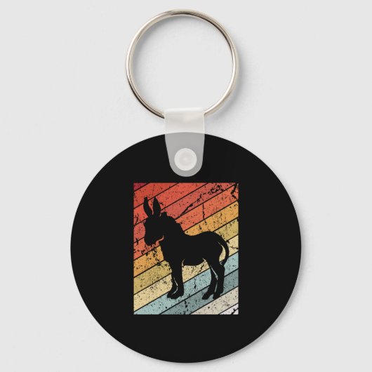 Retro Donkey Mule Animal Gift Sleutelhanger (Voorkant)