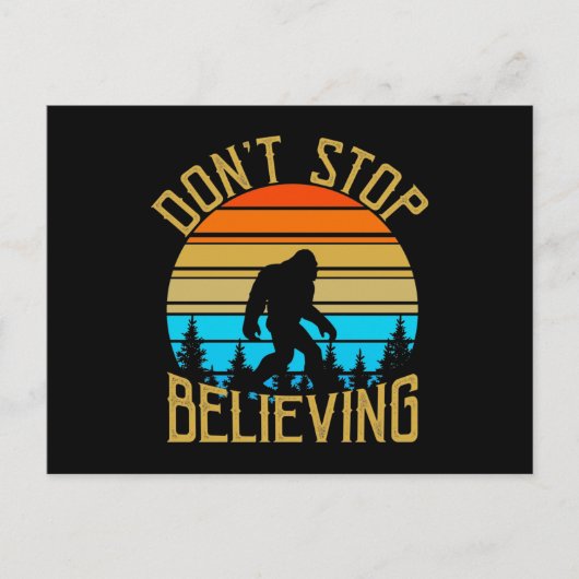 Retro Dont Stop Believing Bigfoot Briefkaart (Voorkant)