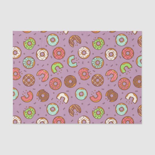 Retro Donut Pattern Berry Tissuepapier (Voorkant)