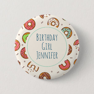 Retro Donut Pattern Cute Colorful Style Birthday Ronde Button 5,7 Cm