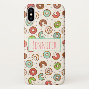 Retro Donut Pattern Cute Colorful Style iPhone X Hoesje
