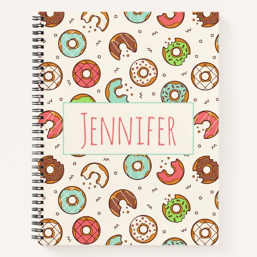 Retro Donut Pattern Cute Colorful Style Notitieboek (Voorkant)