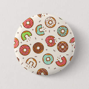 Retro Donut Pattern Cute Colorful Style Ronde Button 5,7 Cm