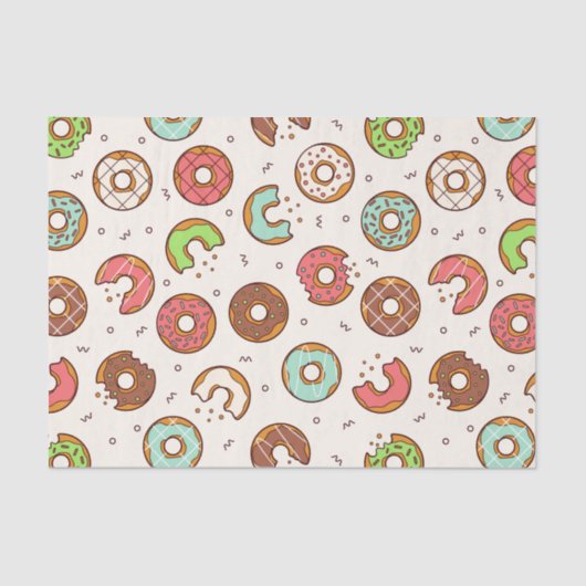 Retro Donut Pattern Cute Colorful Style Tissuepapier (Voorkant)