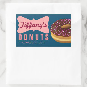 Retro Donut Winkel   Donuts Bakker   Doughnut Bakk Rechthoekige Sticker