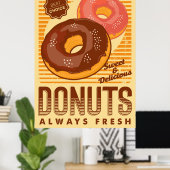 retro  donuts business poster (Thuiskantoor)